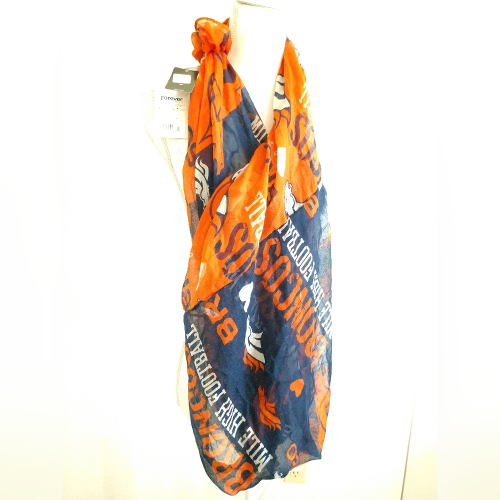 NEW Denver Broncos Infinity Fashion Scarf NWT Orange Blue 6012